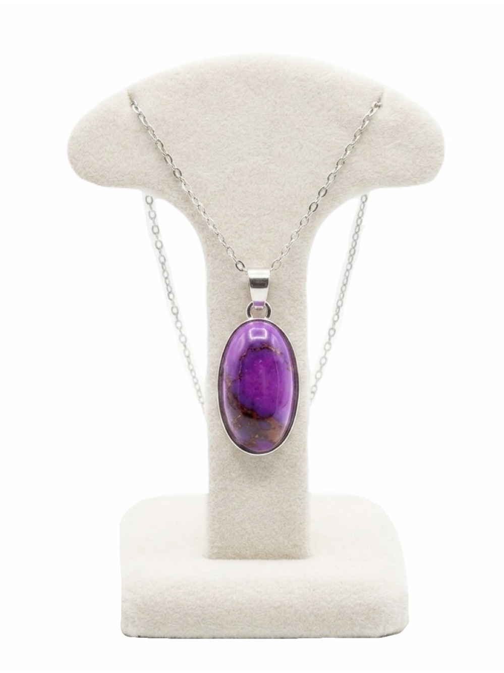 New Sterling Silver Kingman Arizona Copper Purple Turquoise Artisan Necklace